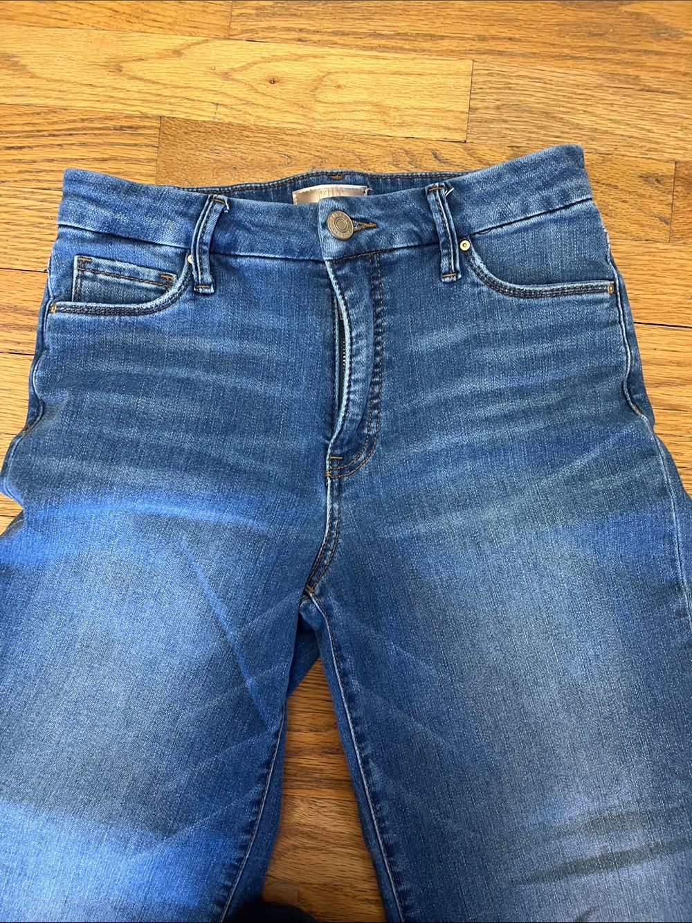 Kut from the Kloth Medium Blue Wide-Leg Raw Hem Jeans Meg 2 - Picture 2 of 5